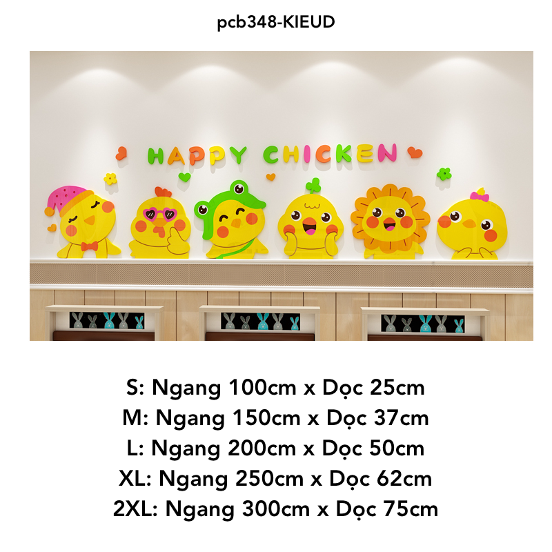 Tranh mica nổi 3d dán tường Các Con Vật chó mèo gà thỏ và Các Bé happy cats animal trang trí Mầm Non, Mẫu Giáo - EPeBen