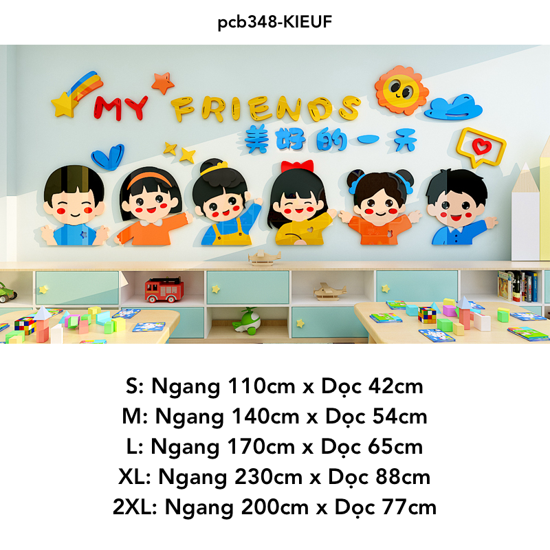 Tranh mica nổi 3d dán tường Các Con Vật chó mèo gà thỏ và Các Bé happy cats animal trang trí Mầm Non, Mẫu Giáo - EPeBen