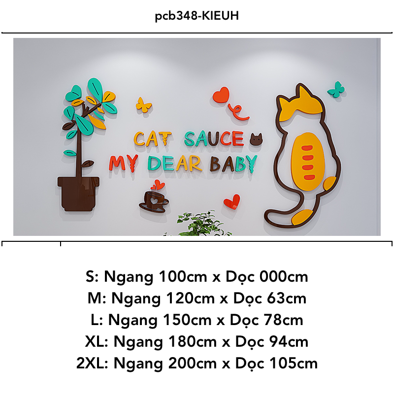 Tranh mica nổi 3d dán tường Các Con Vật chó mèo gà thỏ và Các Bé happy cats animal trang trí Mầm Non, Mẫu Giáo - EPeBen