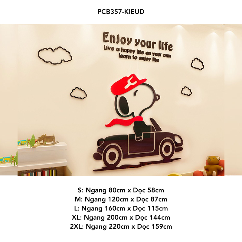 Tranh mica EPeBen dán tường nổi 3d hình Snoopy Sunny Day decor trang trí Phòng Cho Bé, Phòng Ngủ