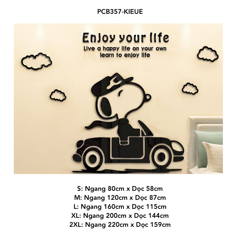 Tranh mica EPeBen dán tường nổi 3d hình Snoopy Sunny Day decor trang trí Phòng Cho Bé, Phòng Ngủ