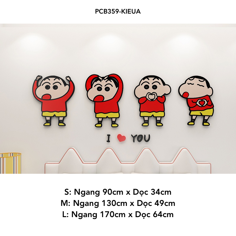 Tranh mica EPeBen dán tường nổi 3d hình gia đình Shin Cậu Bé Bút Chì nghộ nghĩnh decor trang trí Phòng Cho Bé, Phòng Ngủ