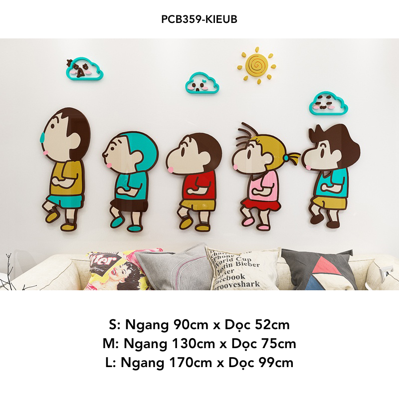 Tranh mica EPeBen dán tường nổi 3d hình gia đình Shin Cậu Bé Bút Chì nghộ nghĩnh decor trang trí Phòng Cho Bé, Phòng Ngủ