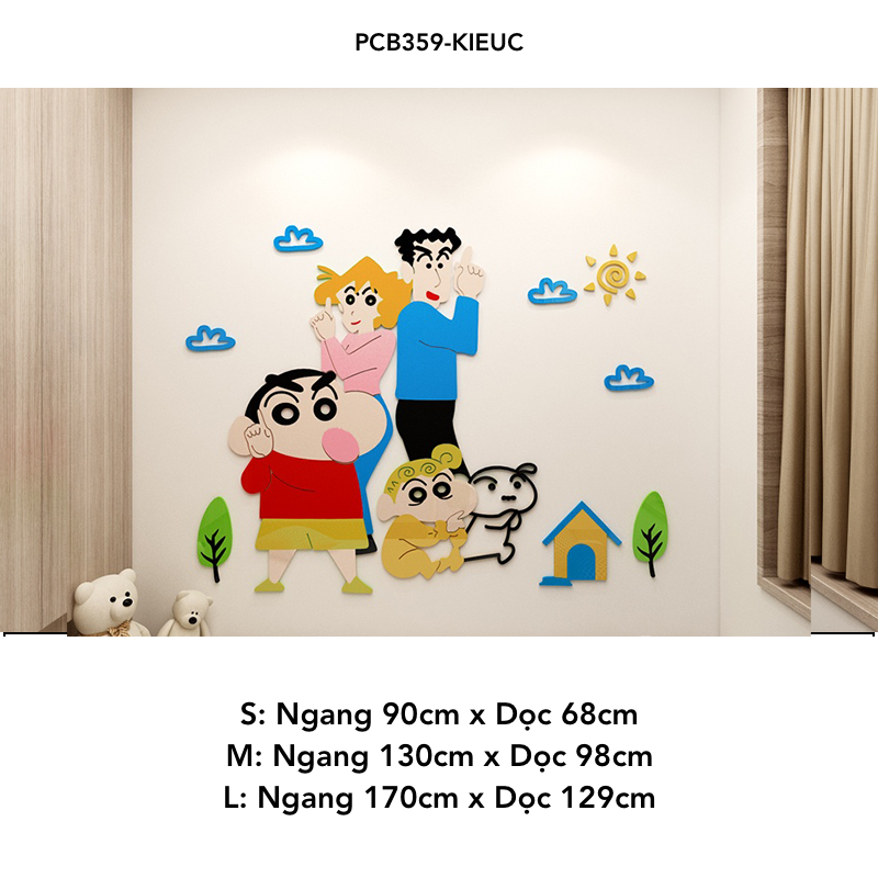 Tranh mica EPeBen dán tường nổi 3d hình gia đình Shin Cậu Bé Bút Chì nghộ nghĩnh decor trang trí Phòng Cho Bé, Phòng Ngủ