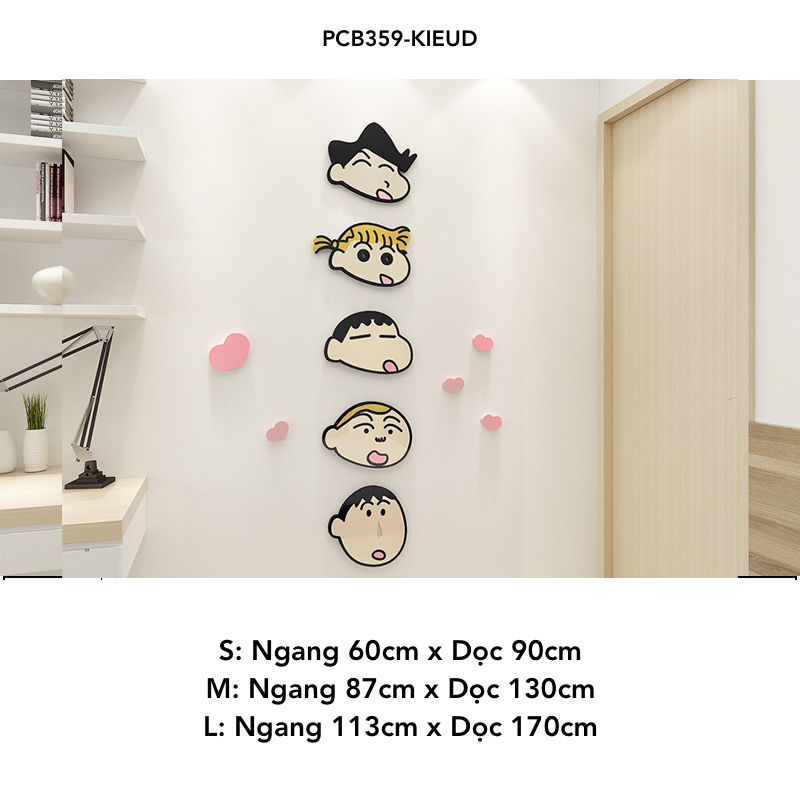 Tranh mica EPeBen dán tường nổi 3d hình gia đình Shin Cậu Bé Bút Chì nghộ nghĩnh decor trang trí Phòng Cho Bé, Phòng Ngủ