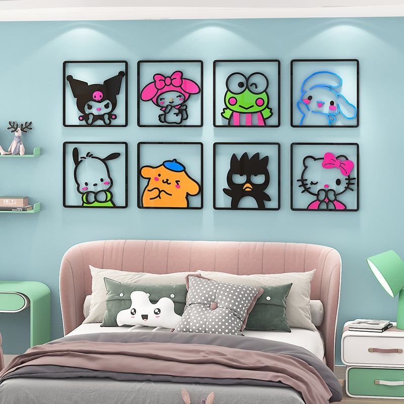 Tranh mica EPeBen dán tường nổi 3d hình dán Kuromi Cinnamoroll decor trang trí Phòng ngủ cho bé, Mẫu giáo, Cửa hàng