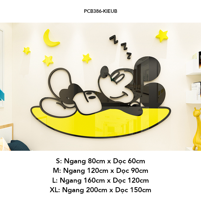 Tranh mica EPeBen dán tường nổi 3d hình Mikey ngủ say décor, trang trí Phòng ngủ, Phòng cho bé, Mẫu giáo, Phòng khách