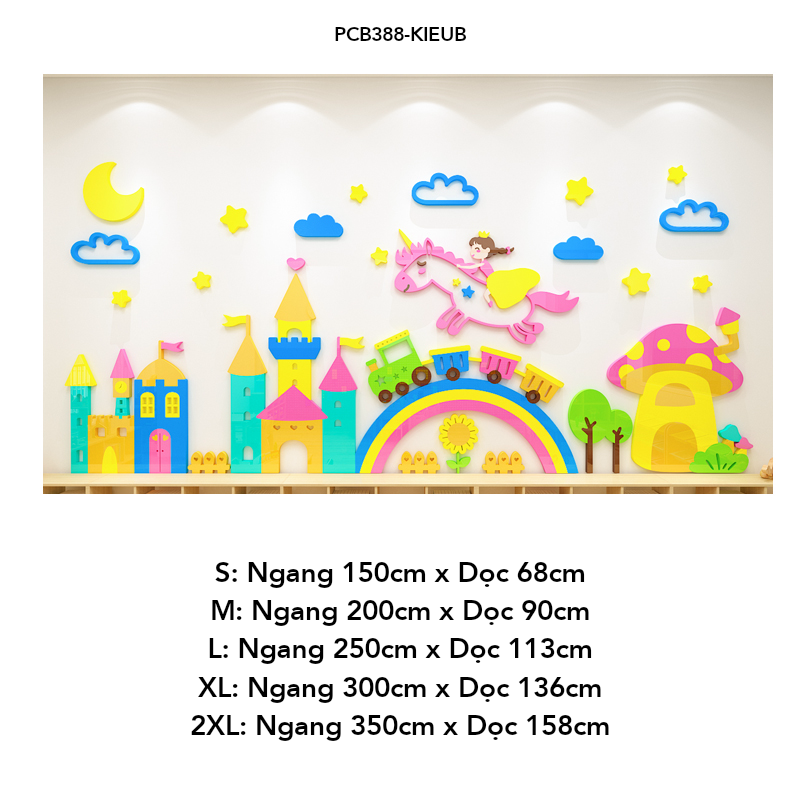Tranh mica EPeBen dán tường nổi 3d hình Lâu đài cổ tích decor trang trí Phòng Cho Bé, Lớp Học Mẫu Giáo, Mầm Non
