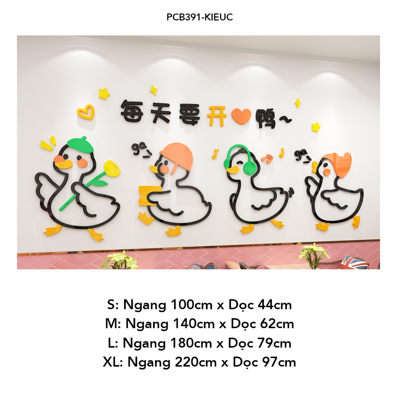 Tranh mica EPeBen dán tường nổi 3d hình dán đàn vịt đáng yêu decor trang trí Phòng cho bé, Lớp Học Mầm Non, Mẫu giáo