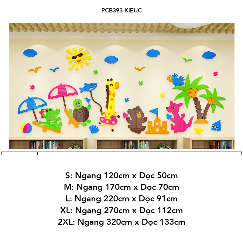 Tranh mica EPeBen dán tường nổi 3d hình dán 3D sở thú dễ thương decor trang trí Lớp Học Mầm Non, Mẫu giáo, Phòng cho bé