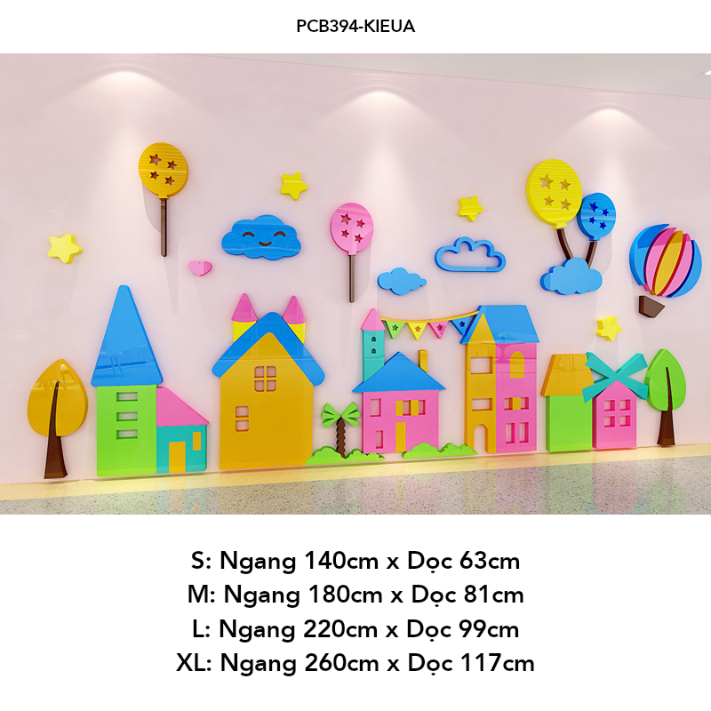 Tranh mica EPeBen dán tường nổi 3d hình nhà cửa, lâu đài decor trang trí Lớp Học Mầm Non, Mẫu giáo, Phòng cho bé