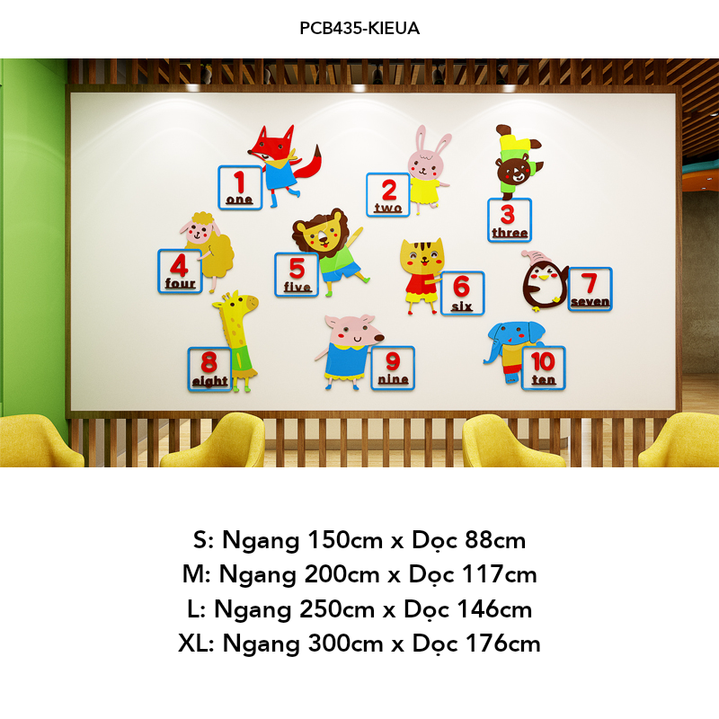 Tranh mica EPeBen dán tường nổi 3d hình Động vật đếm số decor trang trí Phòng học, Phòng ngủ, Phòng khách,Mầm non