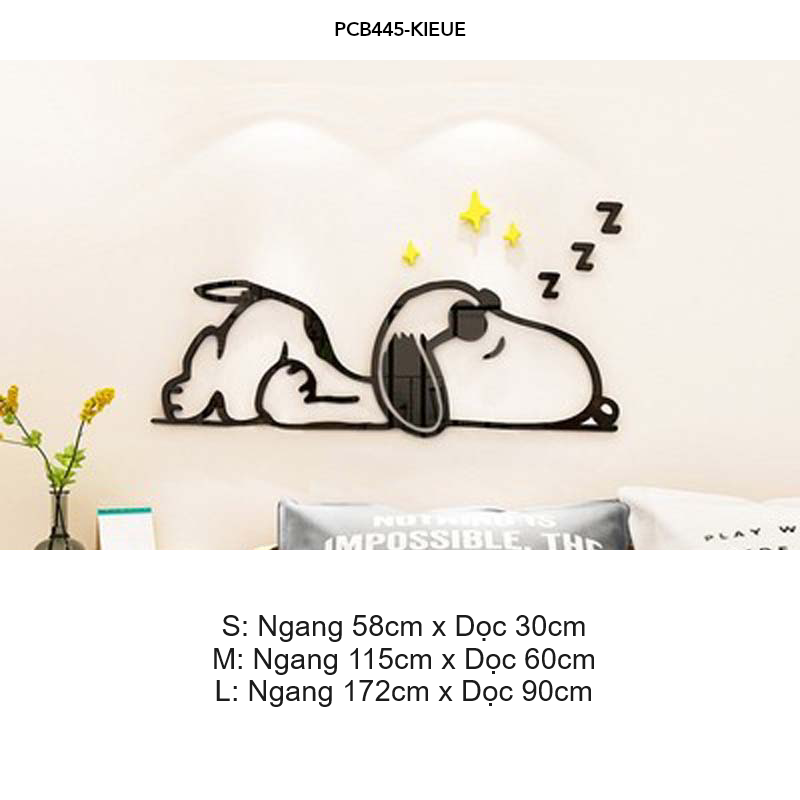 Tranh mica EPeBen dán tường nổi 3d hình Chú chó Snoopy vui nhộn decor trang trí Phòng ngủ cho bé, Phòng khách, Mẫu giáo