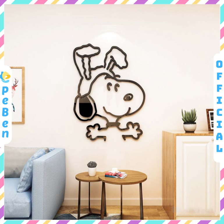Tranh mica EPeBen dán tường nổi 3d hình Chú chó Snoopy vui nhộn decor trang trí Phòng ngủ cho bé, Phòng khách, Mẫu giáo