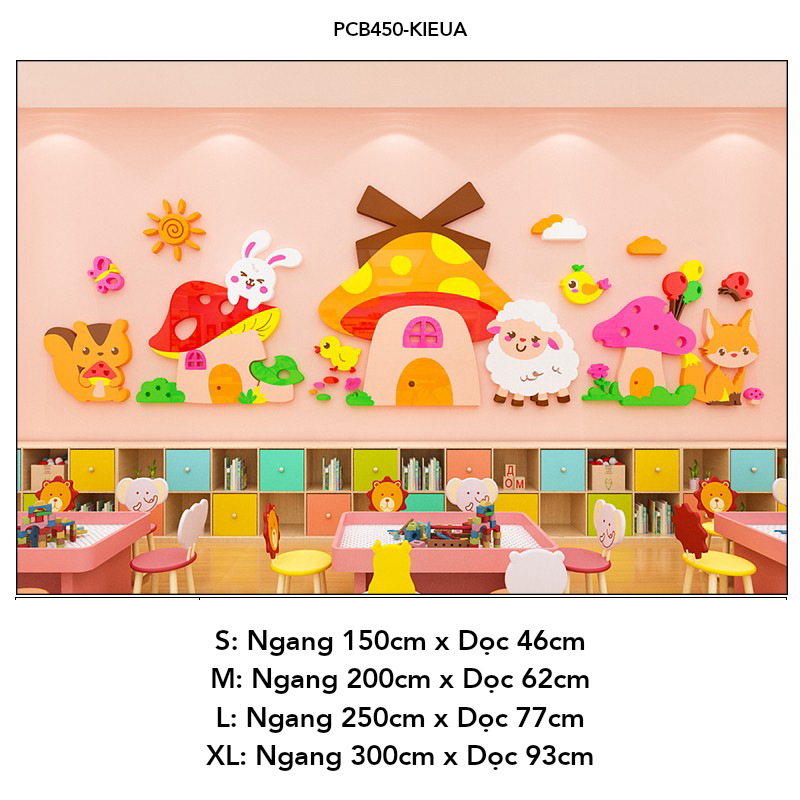 Tranh mica EPeBen dán tường nổi 3d hình Ngôi Nhà Nấm decor trang trí Phòng học, Phòng ngủ, Phòng khách,Mầm non