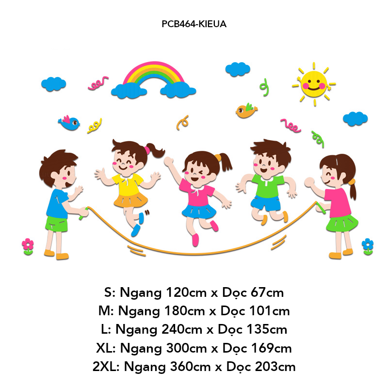 Tranh mica EPeBen dán tường nổi 3d hình Cùng nhau vui đùa decor trang trí Phòng cho bé, Phòng ngủ, Lớp Mẫu giáo, Mầm non