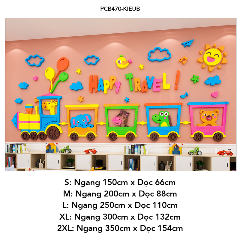 Tranh mica EPeBen dán tường nổi 3d hình Tàu hỏa đến rồi decor trang trí Phòng ngủ cho bé, Lớp Mẫu giáo, Mầm non