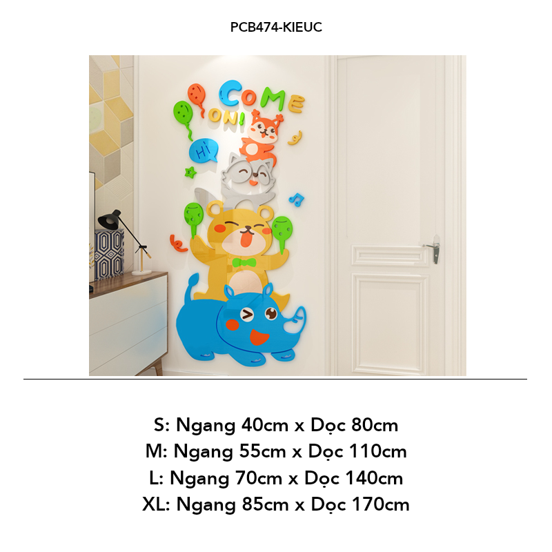 Tranh mica EPeBen dán tường nổi 3d hình Tình bạn muôn loài decor trang trí Phòng ngủ cho bé, Phòng khách, Mẫu giáo