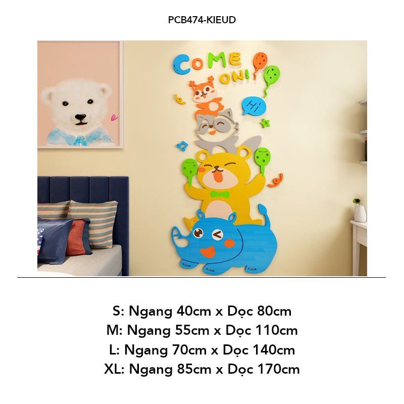 Tranh mica EPeBen dán tường nổi 3d hình Tình bạn muôn loài decor trang trí Phòng ngủ cho bé, Phòng khách, Mẫu giáo