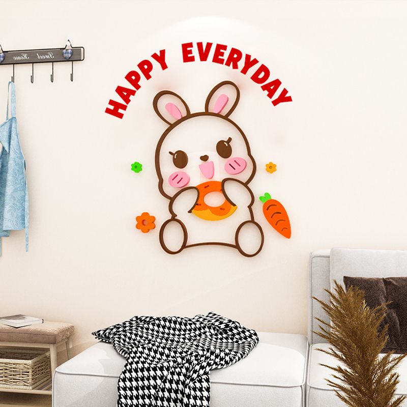 Tranh mica EPeBen dán tường nổi 3d Thỏ Welcome Happy trang trí Cửa Hàng, Quán Café, Shop Thời Trang