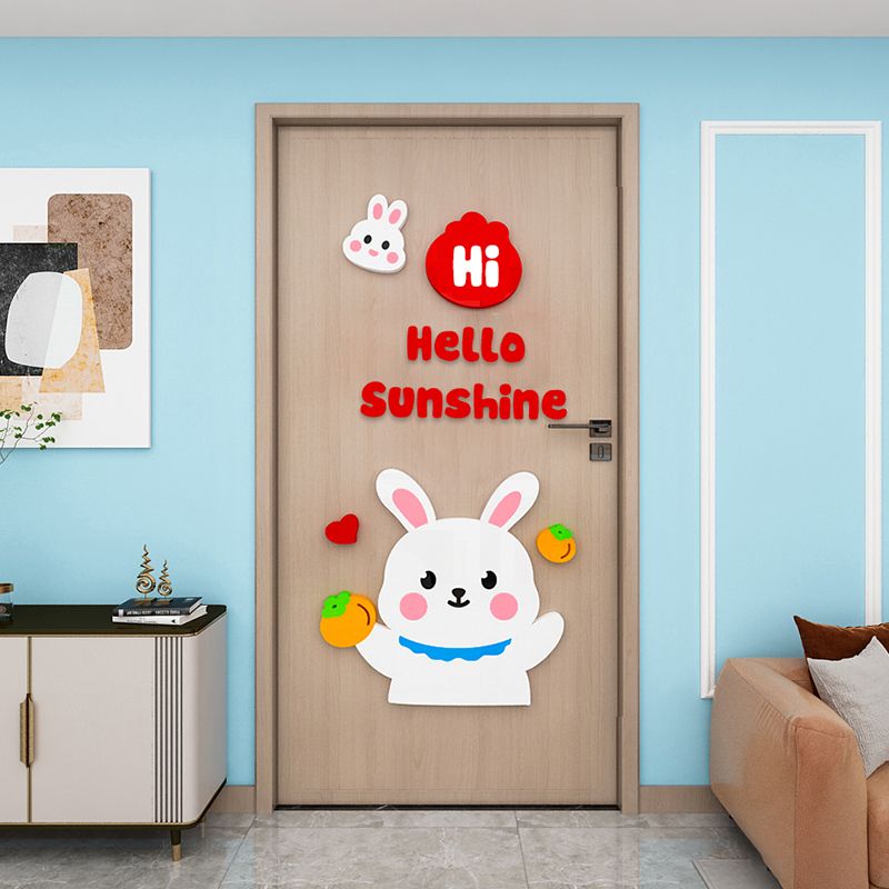 Tranh mica EPeBen dán tường nổi 3d Thỏ Hello Chào Quý Khách trang trí Cửa Hàng, Quán Café, Shop Thời Trang