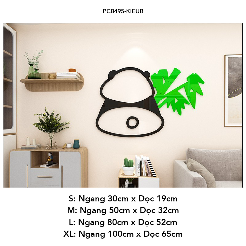 Tranh mica EPeBen dán tường nổi 3d hình Gấu trúc hạnh phúc decor trang trí Phòng cho bé, Phòng khách, Phòng ngủ Mẫu giáo