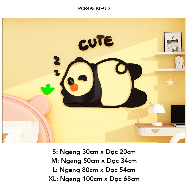 Tranh mica EPeBen dán tường nổi 3d hình Gấu trúc hạnh phúc decor trang trí Phòng cho bé, Phòng khách, Phòng ngủ Mẫu giáo
