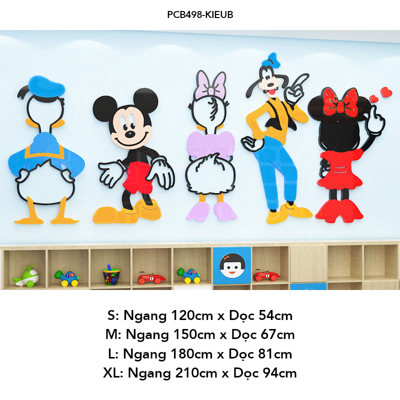 Tranh mica EPeBen dán tường nổi 3d hình Mickey và các bạn decor trang trí Phòng ngủ cho bé, Phòng khách, Lớp Mẫu giáo