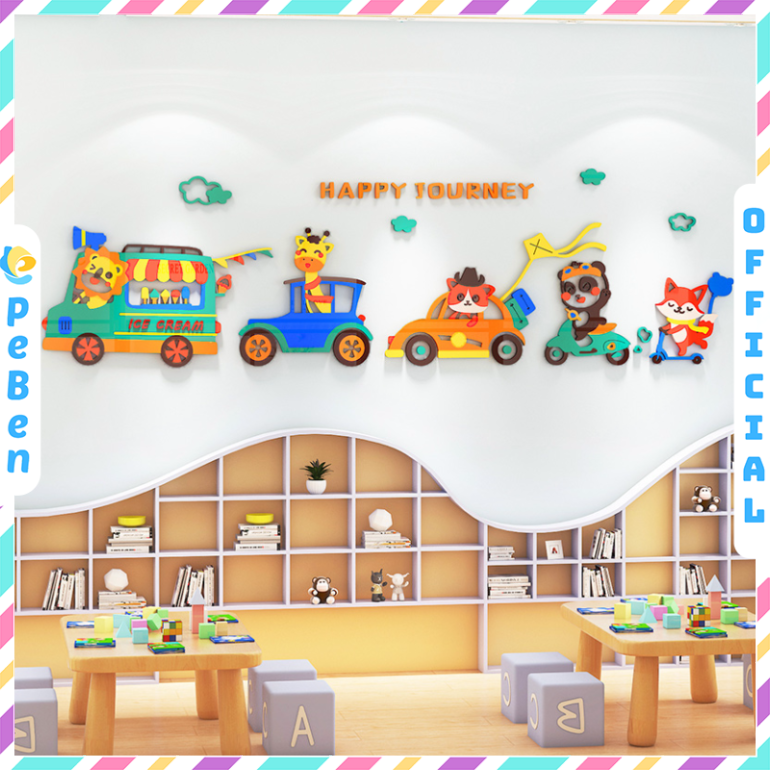 Tranh mica EPeBen dán tường nổi 3d hình Hành trình vui vẻ decor trang trí Phòng cho bé, Phòng ngủ, Phòng khách, Mẫu giáo