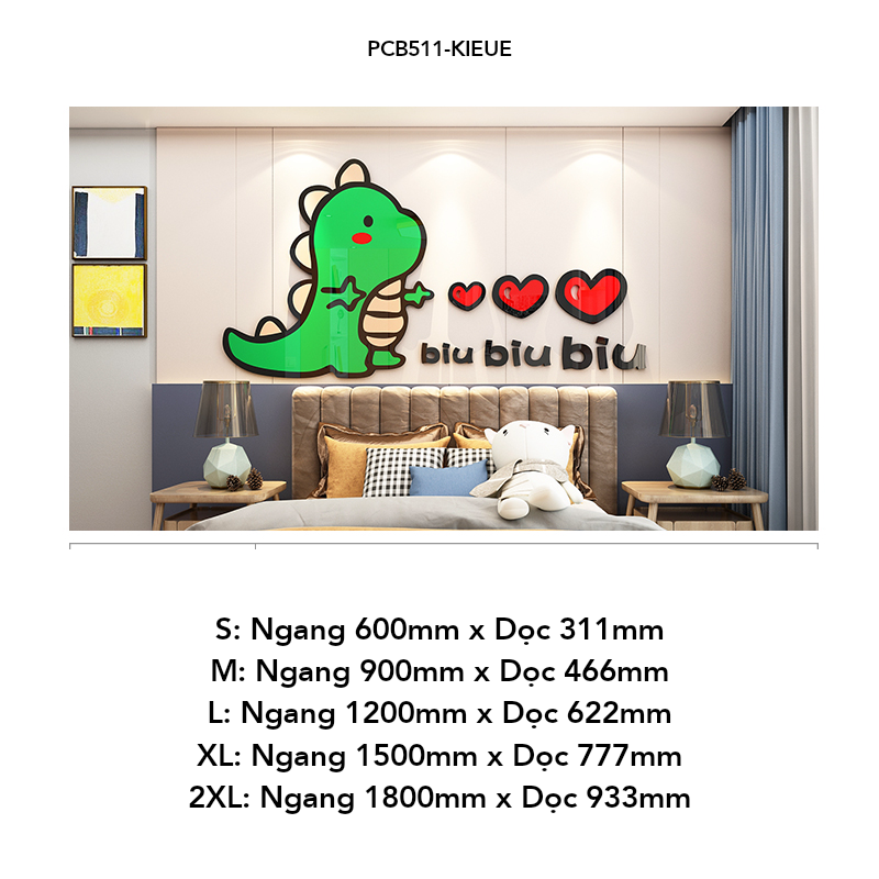 Tranh mica EPeBen dán tường nổi 3d Khủng Long Đáng Yêu trang trí Phòng cho bé, Phòng ngủ,Ohòng Khách,Mầm non
