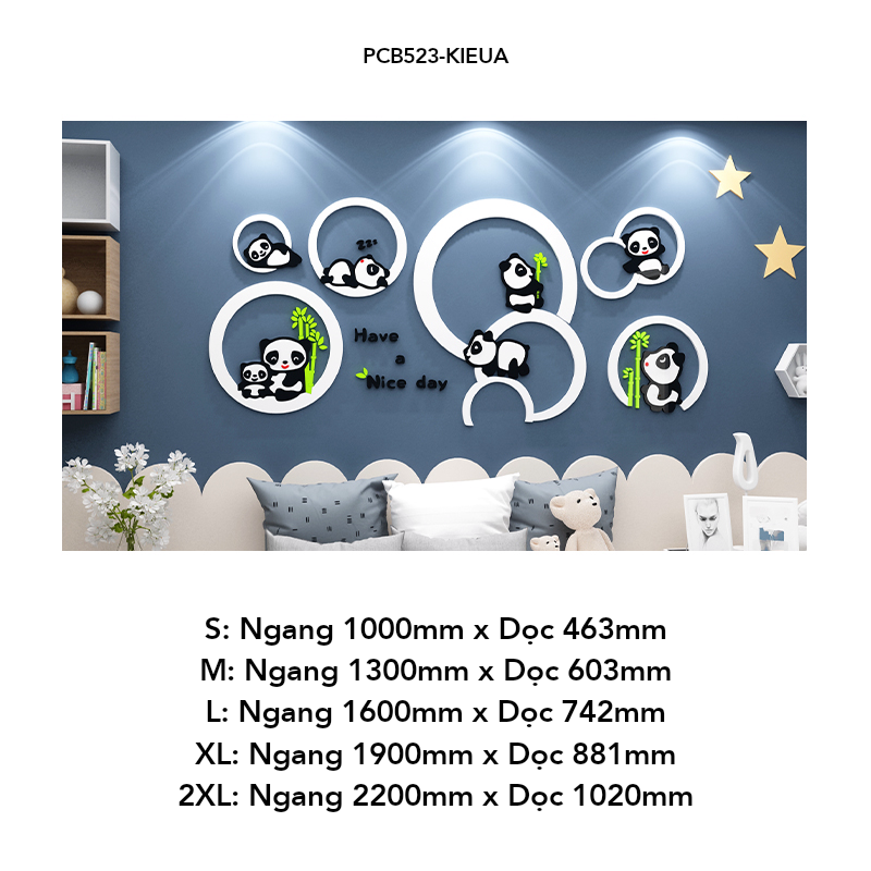 Tranh mica EPeBen dán tường nổi 3d Thế giới gấu trúc trang trí Phòng cho bé, Phòng ngủ
