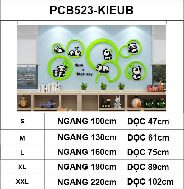 Tranh mica EPeBen dán tường nổi 3d Thế giới gấu trúc trang trí Phòng cho bé, Phòng ngủ