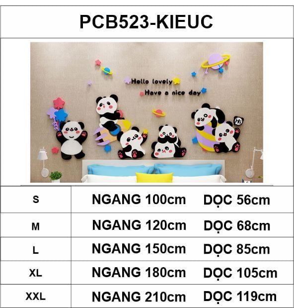 Tranh mica EPeBen dán tường nổi 3d Thế giới gấu trúc trang trí Phòng cho bé, Phòng ngủ