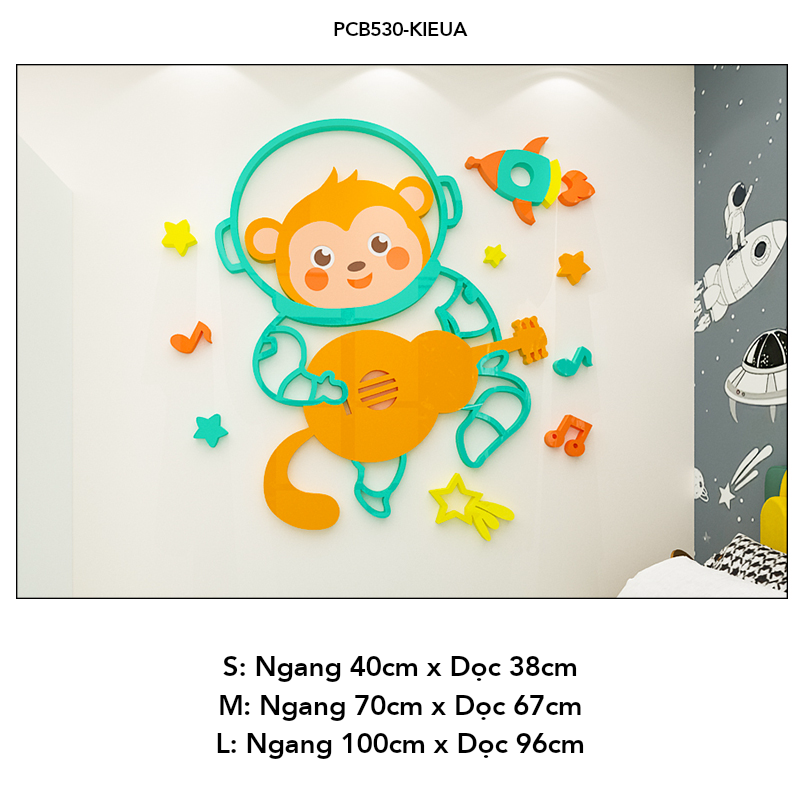 Tranh mica EPeBen dán tường nổi 3d hình Động vật phi hành decor trang trí Phòng cho bé, Phòng ngủ, Mẫu giáo