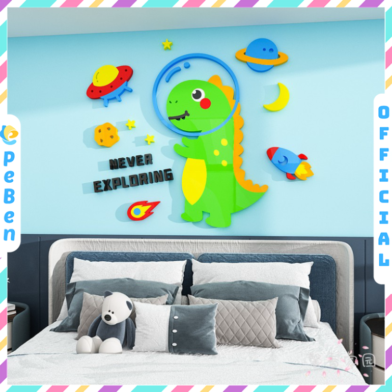Tranh mica EPeBen dán tường nổi 3d hình Động vật phi hành decor trang trí Phòng cho bé, Phòng ngủ, Mẫu giáo