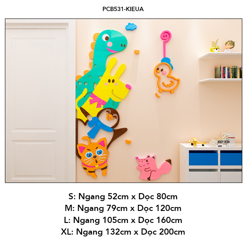 Tranh mica EPeBen dán tường nổi 3d hình Thế giới động vật vui nhộn decor trang trí Phòng cho bé, Phòng ngủ, Mẫu giáo