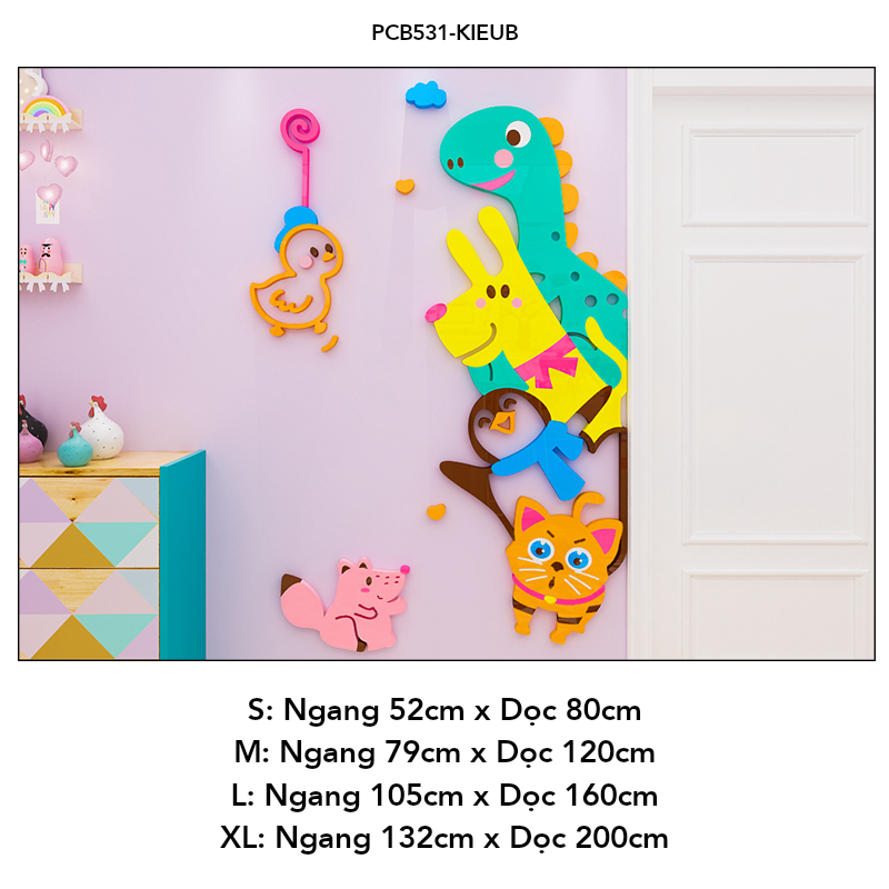 Tranh mica EPeBen dán tường nổi 3d hình Thế giới động vật vui nhộn decor trang trí Phòng cho bé, Phòng ngủ, Mẫu giáo