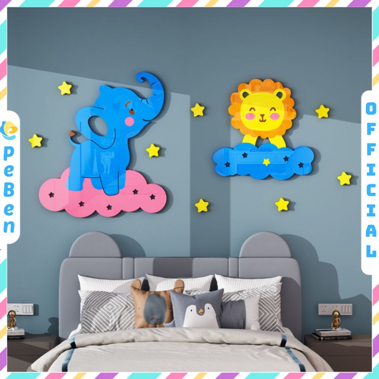 Tranh mica EPeBen dán tường nổi 3d hình Chú chó yêu đời decor trang trí Phòng cho bé, Phòng khách, Phòng ngủ, Mẫu giáo