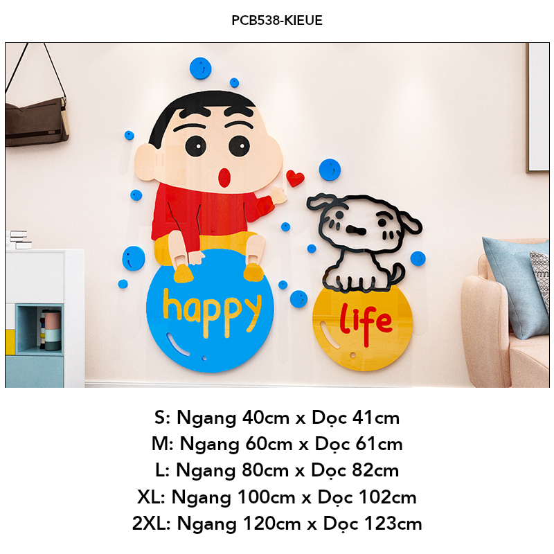 Tranh mica EPeBen dán tường nổi 3d Shin cậu bé bút chì trang trí Phòng cho bé, Phòng khách
