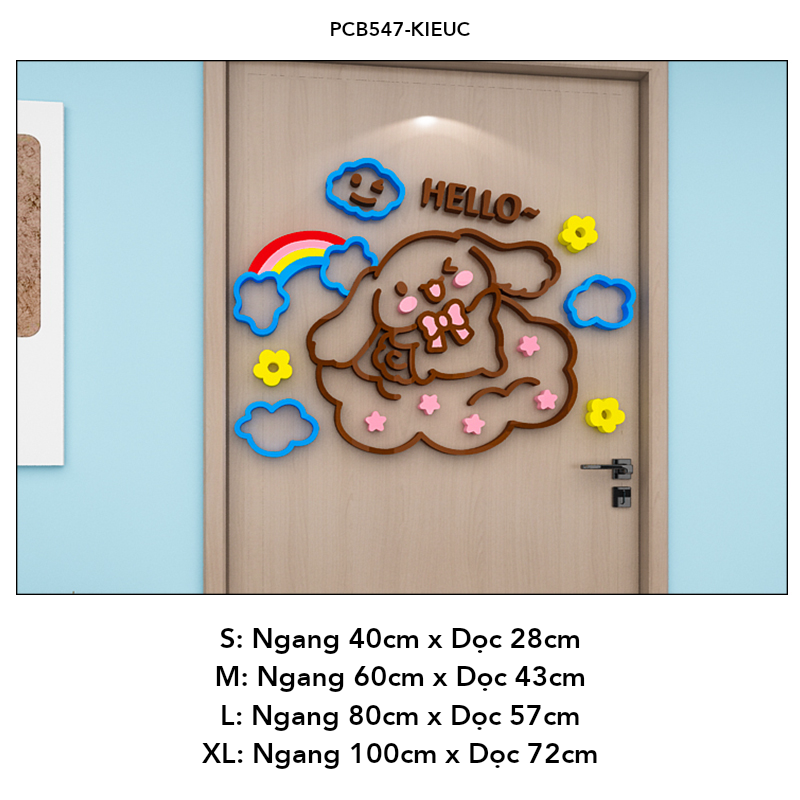Tranh mica EPeBen dán tường nổi 3d hình Chú Thỏ hello Trang Trí Phòng Trẻ Em,Mẫu Giáo, Lớp Học