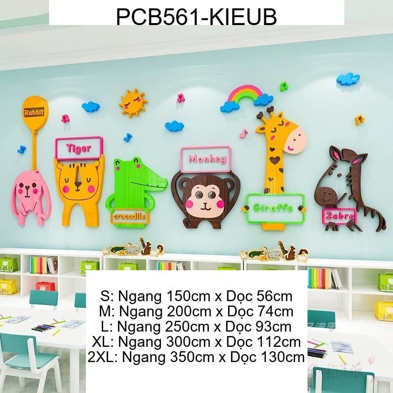 Tranh mica EPeBen dán tường nổi 3d hình Động Vật Vui Chơi Trang Trí Phòng Cho Bé,Mẫu Giáo, Lớp Học