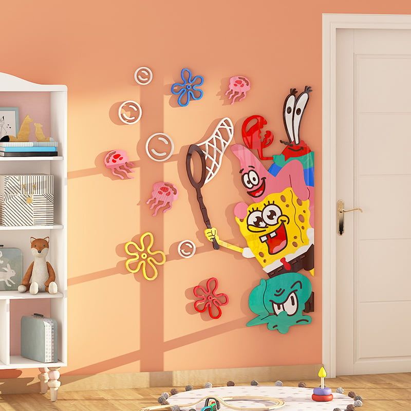Tranh mica EPeBen dán tường nổi 3d hình SpongeBob Trang Trí Phòng Cho Bé,Mẫu Giáo, Lớp Học