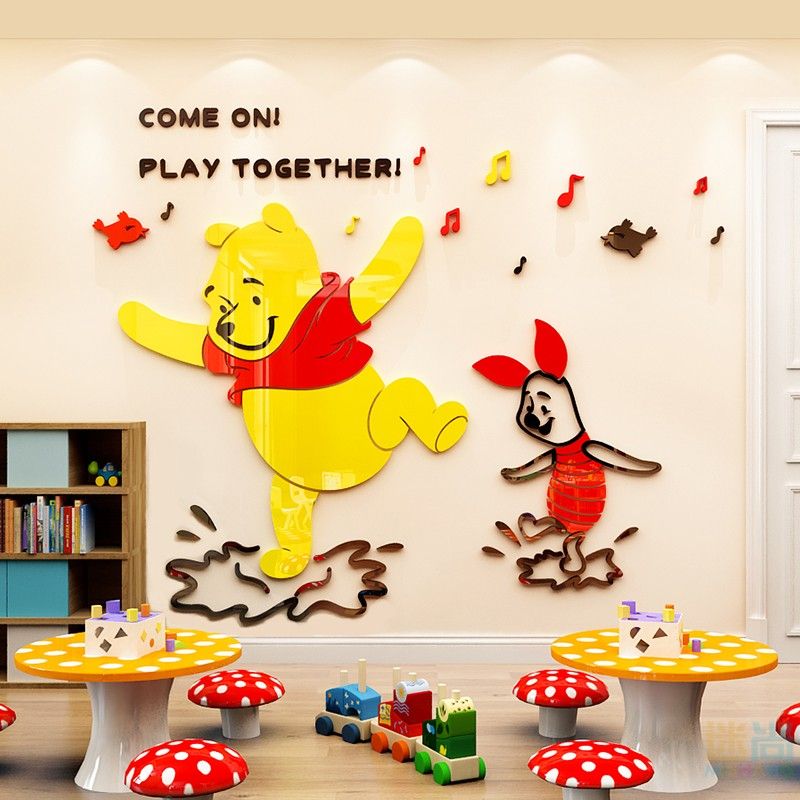 Tranh mica EPeBen dán tường nổi 3d hình Gấu POOH Trang Trí Phòng Cho Bé,Mẫu Giáo, Lớp Học