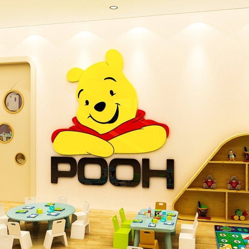 Tranh mica EPeBen dán tường nổi 3d hình Gấu POOH Trang Trí Phòng Cho Bé,Mẫu Giáo, Lớp Học