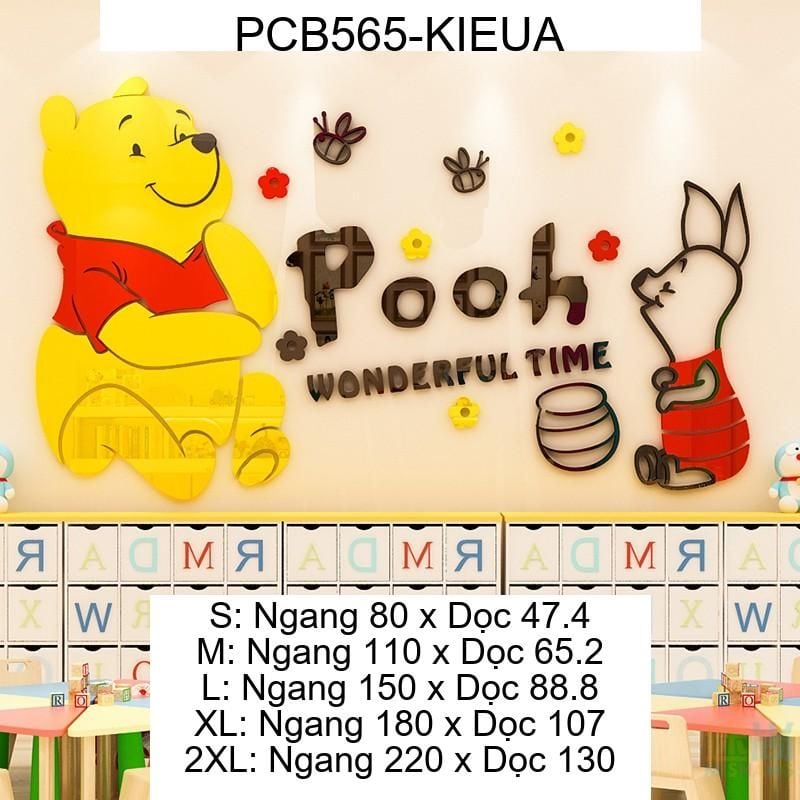 Tranh mica EPeBen dán tường nổi 3d hình Gấu POOH Trang Trí Phòng Cho Bé,Mẫu Giáo, Lớp Học