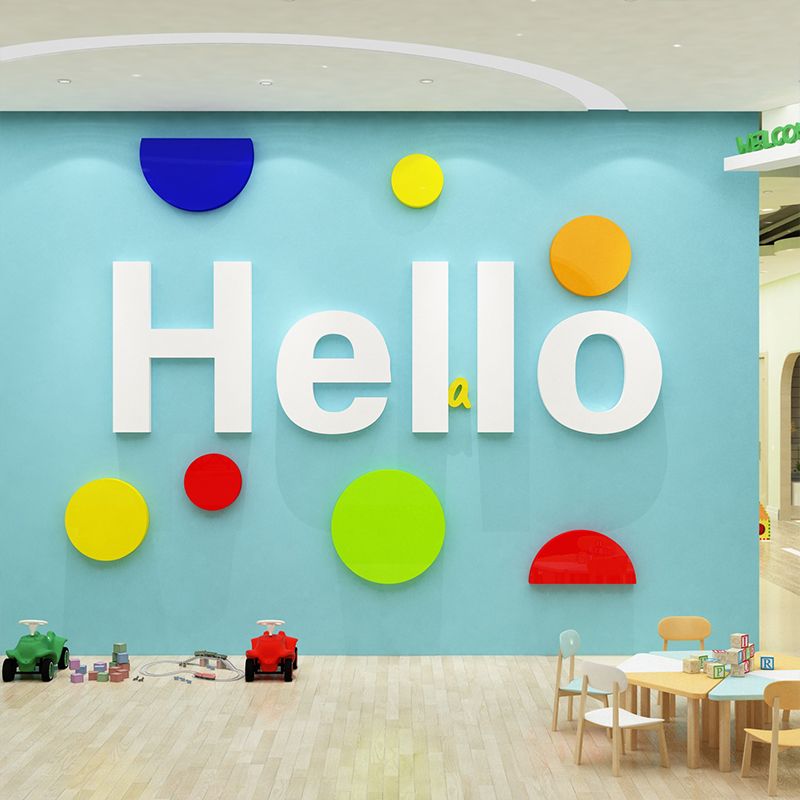 Tranh mica EPeBen dán tường nổi 3d hình HELLO thân thiện decor trang trí Trung Tâm Tiếng Anh,Phòng Học