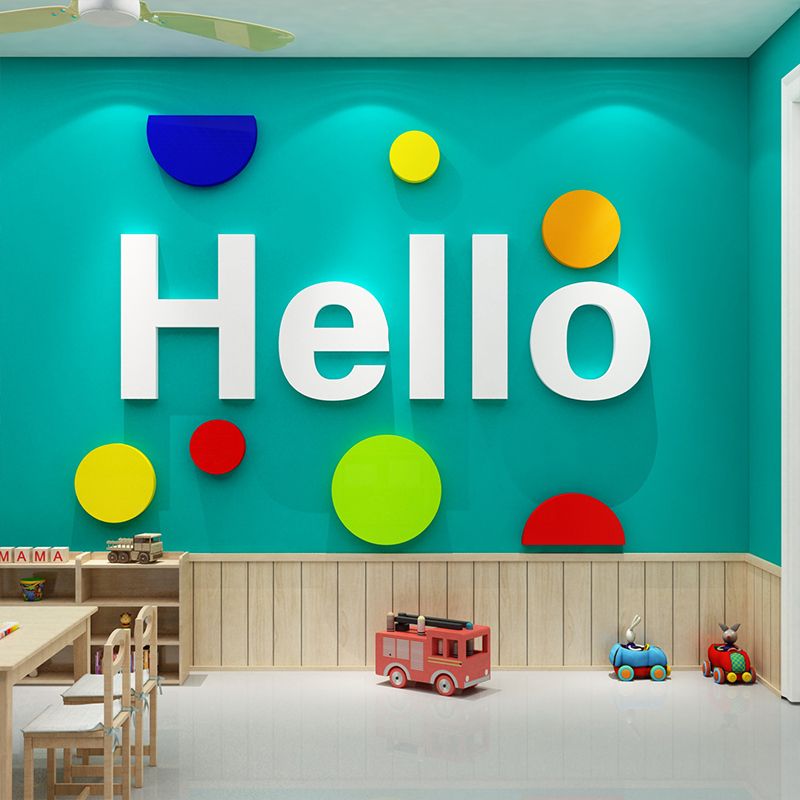 Tranh mica EPeBen dán tường nổi 3d hình HELLO thân thiện decor trang trí Trung Tâm Tiếng Anh,Phòng Học
