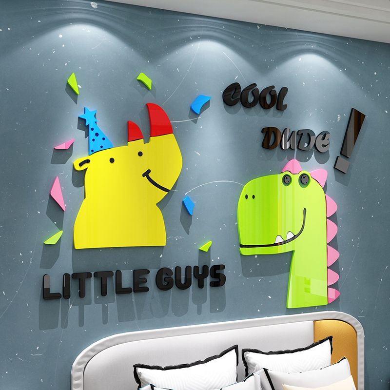 Tranh mica EPeBen dán tường nổi 3d hình Khủng Long Đáng iu decor trang trí Phòng ngủ cho bé, Mầm non