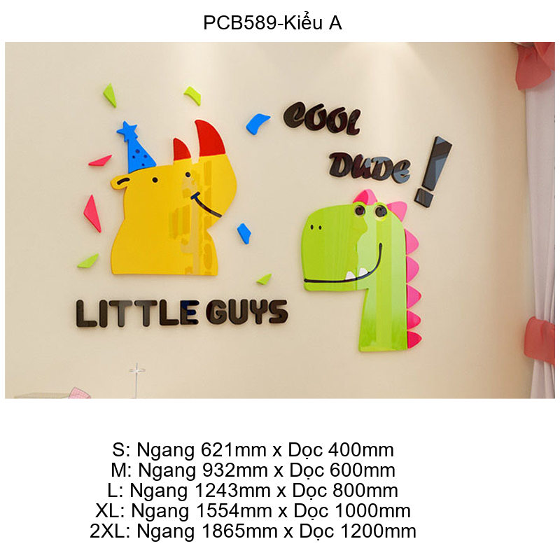 Tranh mica EPeBen dán tường nổi 3d hình Khủng Long Đáng iu decor trang trí Phòng ngủ cho bé, Mầm non