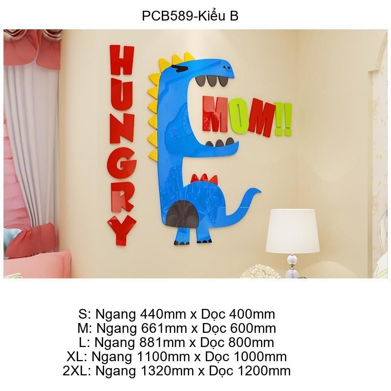 Tranh mica EPeBen dán tường nổi 3d hình Khủng Long Đáng iu decor trang trí Phòng ngủ cho bé, Mầm non